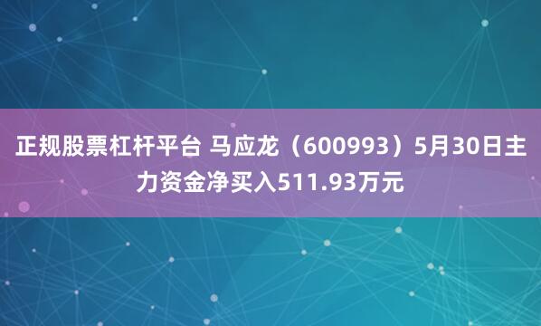 正规股票杠杆平台 马应龙（600993）5月30日主力资金净买入511.93万元
